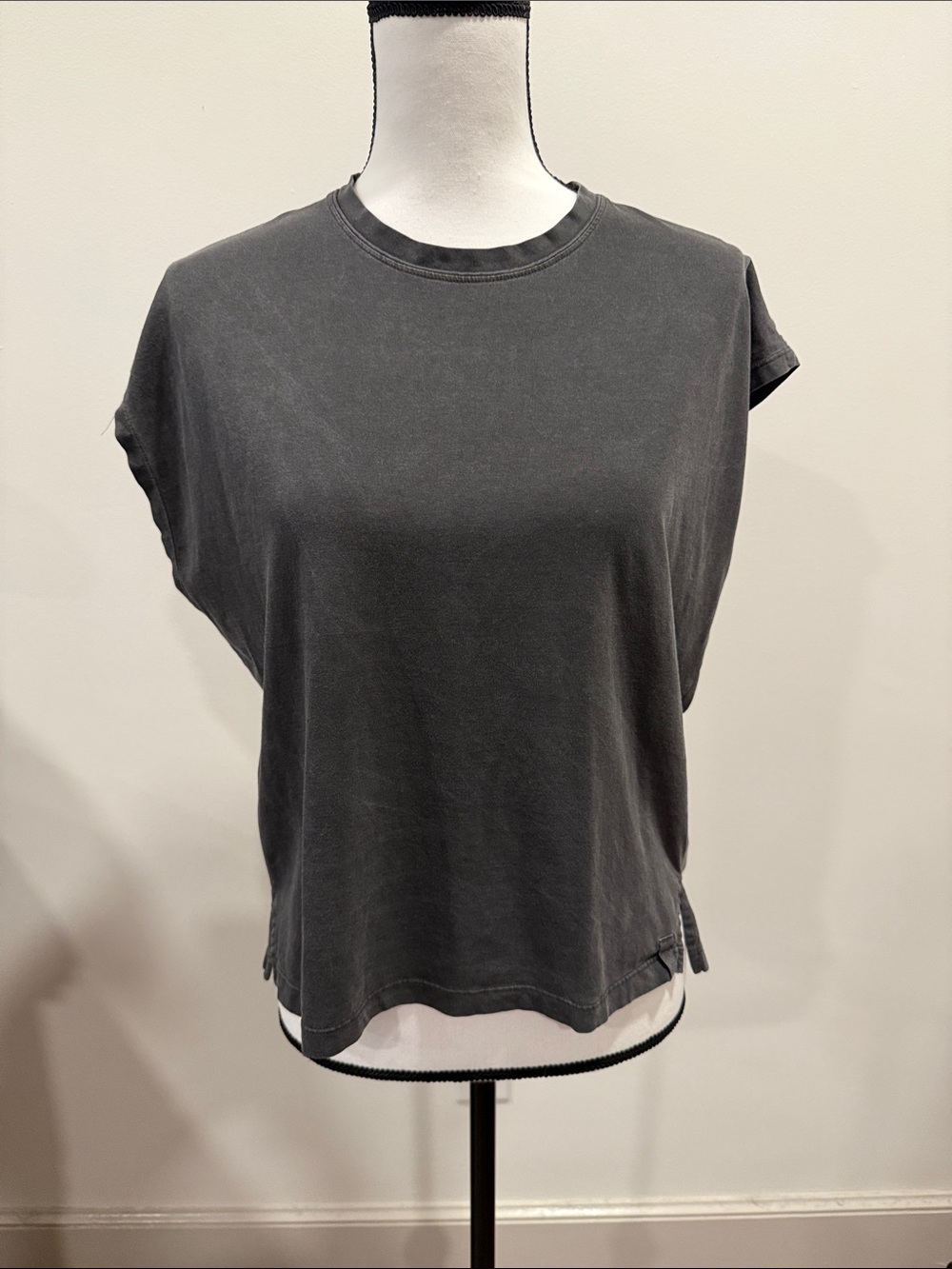 Calia by Carrie Underwood Washed Grey Crewneck Cap-Sleeve Active Top Size XS